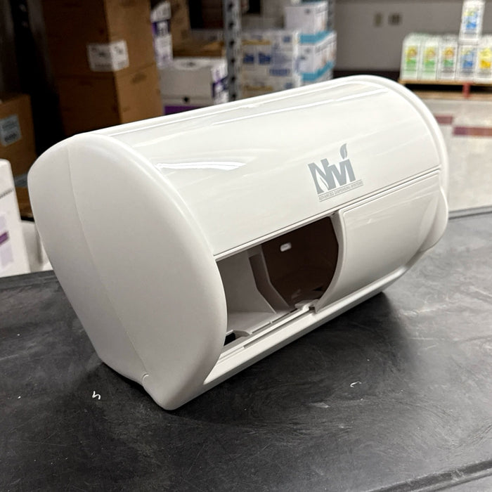 NVI WHITE SIDE BY SIDE LOCOR (CORELESS) 2 ROLL TOILET TISSUE DISPENSER