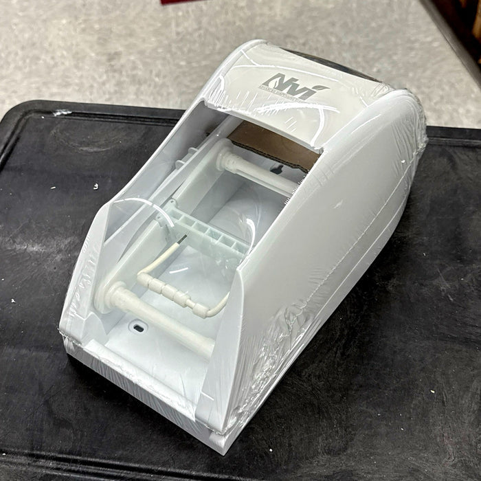 NVI WHITE VERTICAL LOCOR (CORELESS) TOILET TISSUE DISPENSER