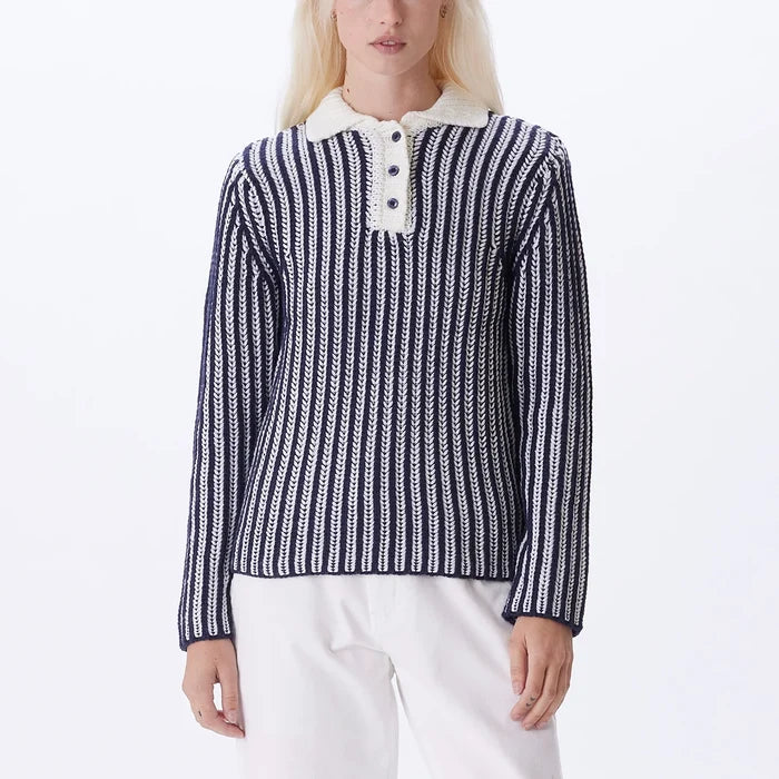 OBEY - W SYLVIE POLO SWEATER NAVY MULTI