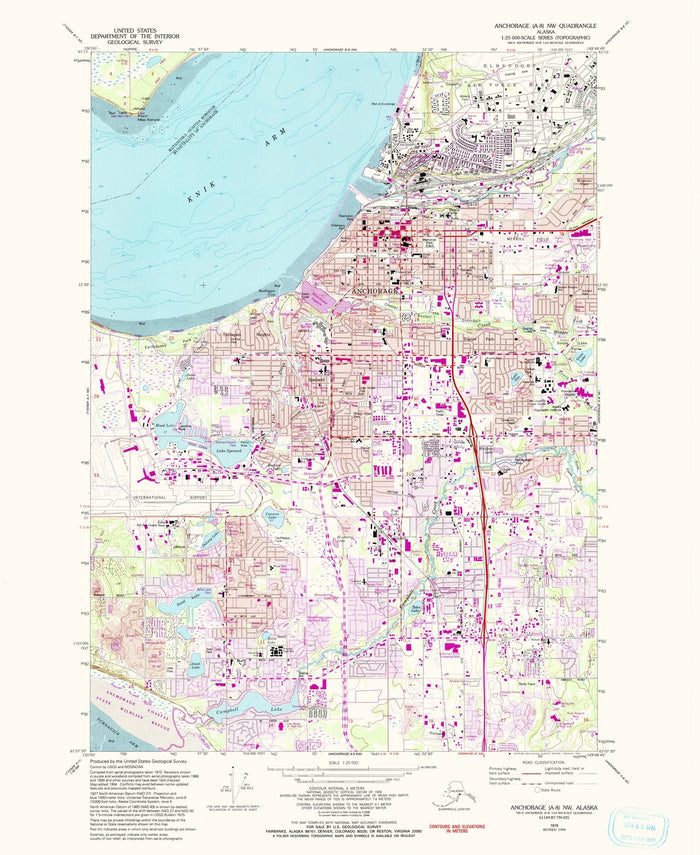 Old Map of Anchorage, Alaska by USGS, 1979 – Cook Inlet, Knik Arm & International Airport