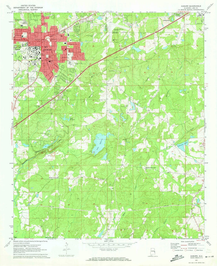 Old Map of Auburn, Alabama by USGS, 1971 – Auburn University, Lee County & Chewacla State Park