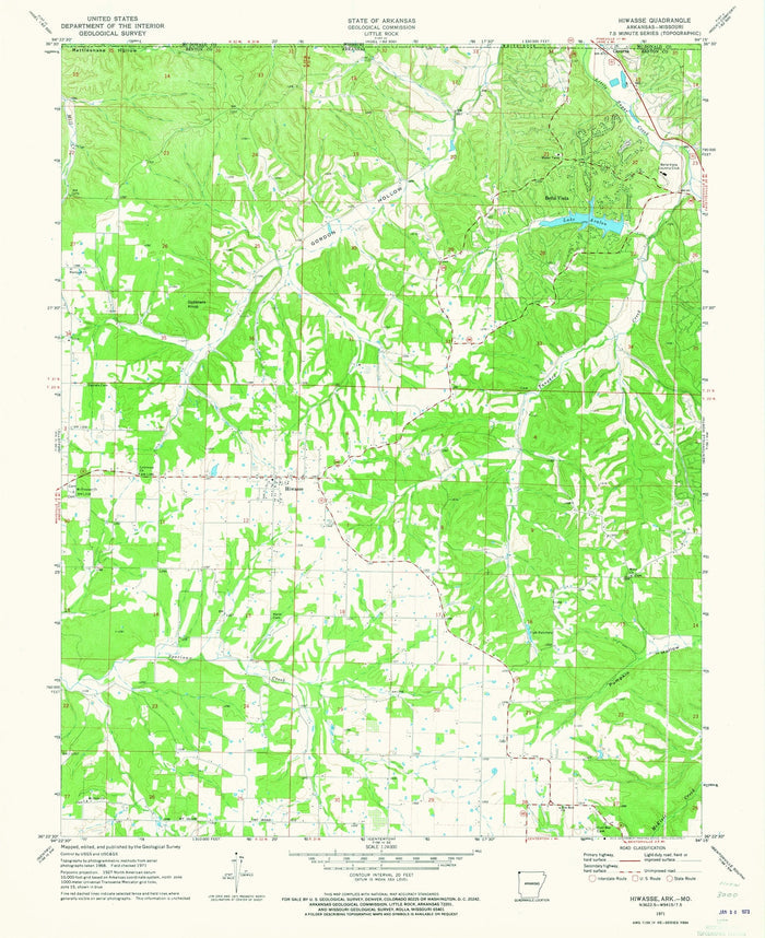 Old Map of Bella Vista, Arkansas by USGS, 1971 – Hiwasse & Ozark Mountains