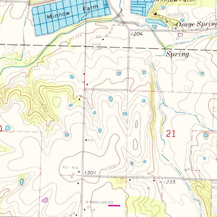 Old Map of Bentonville, Arkansas by USGS, 1970 – Cave Springs, Anderson & U.S. Route 71