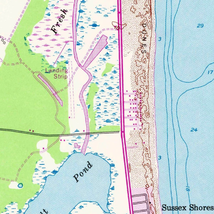Old Map of Bethany Beach, Delaware by USGS, 1954 – Indian River Bay & South Bethany