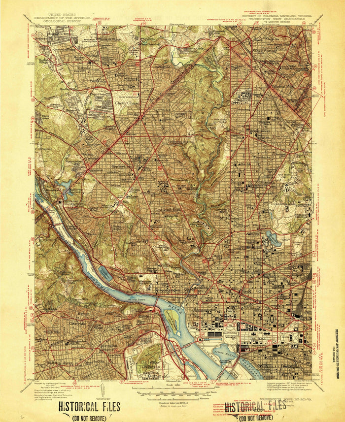 Old Map of Bethesda, Maryland by USGS, 1945 – Chevy Chase, Washington DC & Potomac River