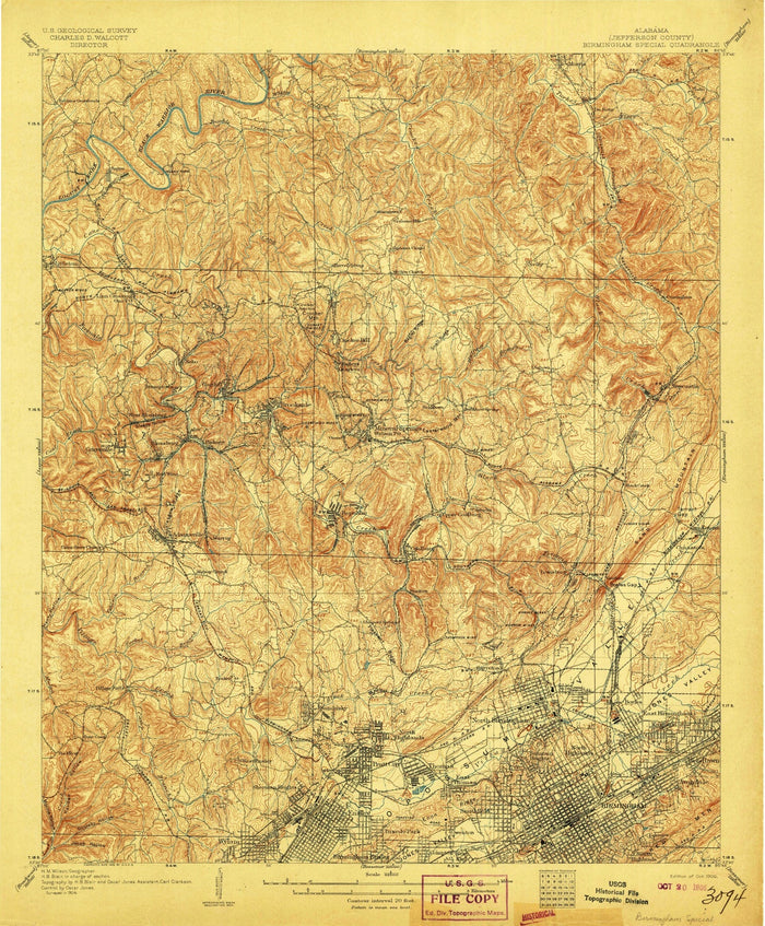 Old Map of Birmingham, Alabama by USGS, 1906 – Ensley, Red Mountain & Cahaba River