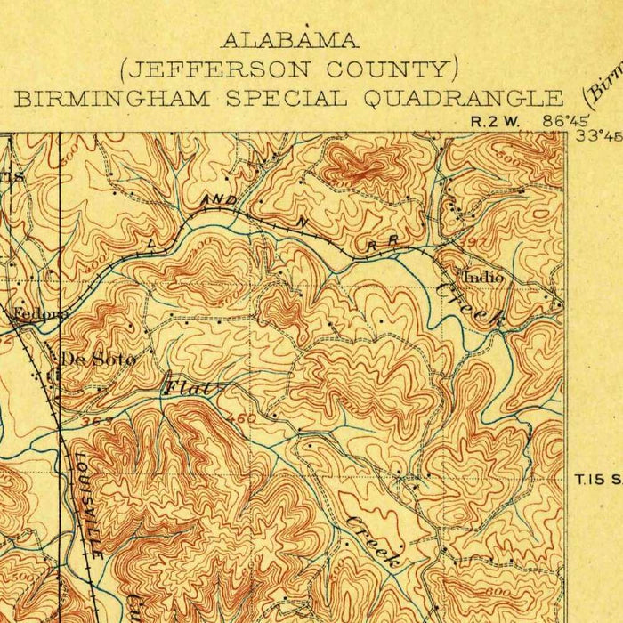 Old Map of Birmingham, Alabama by USGS, 1906 – Ensley, Red Mountain & Cahaba River