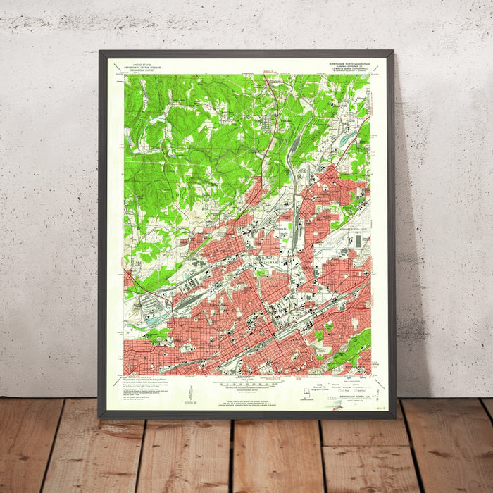 Old Map of Birmingham, Alabama by USGS, 1959 – Red Mountain, Mountain Brook & Ensley
