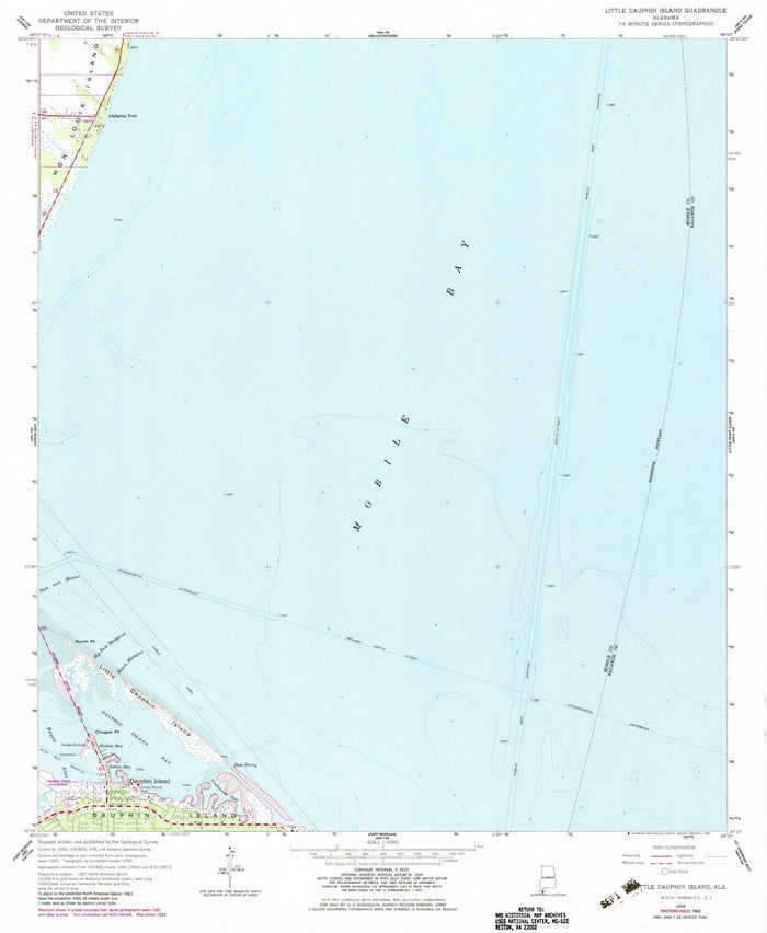 Old Map of Dauphin Island, Alabama by USGS, 1958 – Mobile Bay, Fort Gaines & Alabama Port