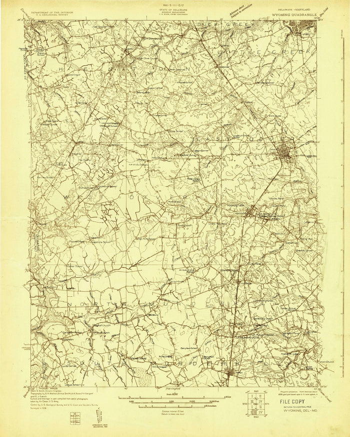 Old Map of Dover, Delaware by USGS, 1926 – Camden, Wyoming & Delaware Bay