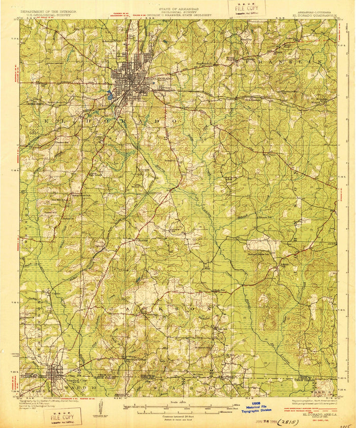 Old Map of El Dorado, Arkansas by USGS, 1927 – Smackover, Junction City & Union County