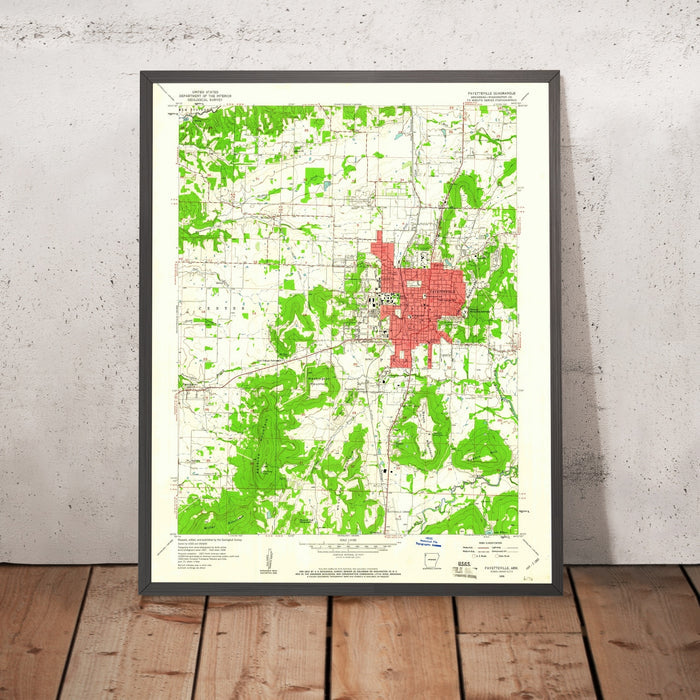 Old Map of Fayetteville, Arkansas by USGS, 1958 – University of Arkansas, Springdale & Ozark Mountains