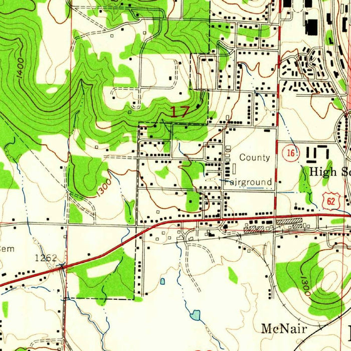 Old Map of Fayetteville, Arkansas by USGS, 1958 – University of Arkansas, Springdale & Ozark Mountains