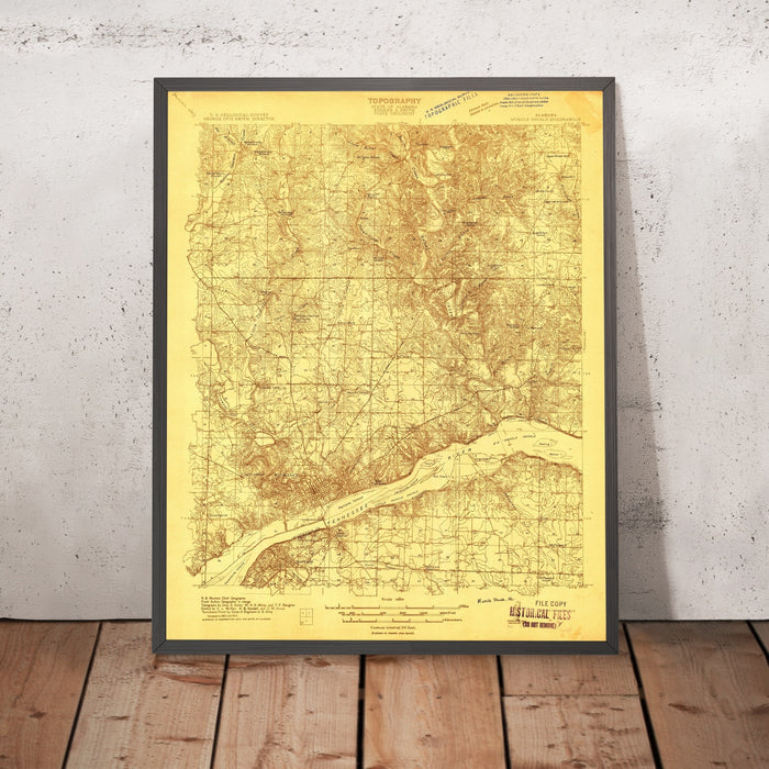 Old Map of Florence, Alabama by USGS, 1914 – Muscle Shoals & Tennessee River