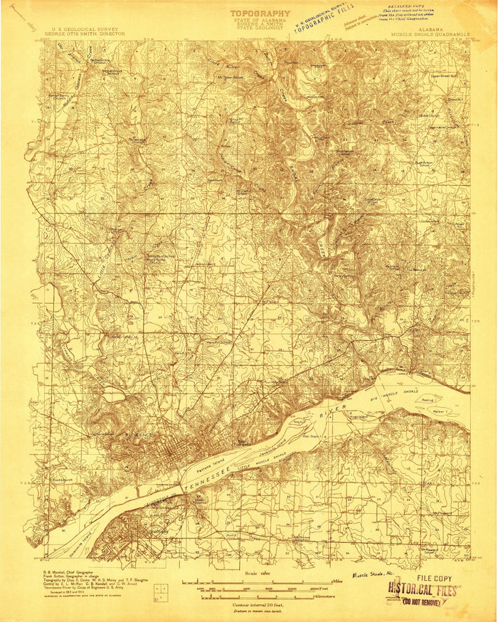 Old Map of Florence, Alabama by USGS, 1914 – Muscle Shoals & Tennessee River