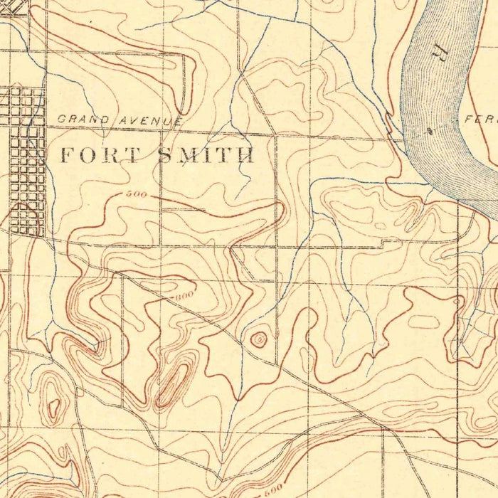 Old Map of Fort Smith, Arkansas by USGS, 1879 – Van Buren, Arkansas River & Poteau River