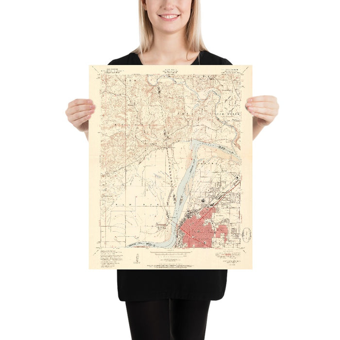 Old Map of Fort Smith, Arkansas by USGS, 1951 – Van Buren & Arkansas River