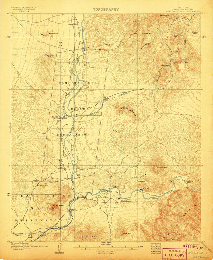 Old Map of Fountain Hills, Arizona by USGS, 1906 – Fort McDowell, Salt River & McDowell Mountains