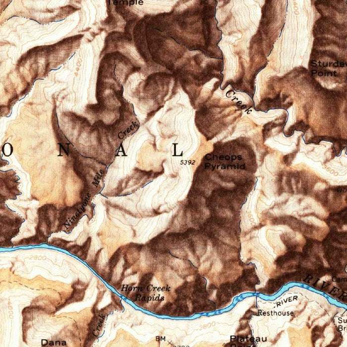 Old Map of Grand Canyon Village, Arizona by USGS, 1962 – Colorado River, Bright Angel Trail & Kaibab Plateau