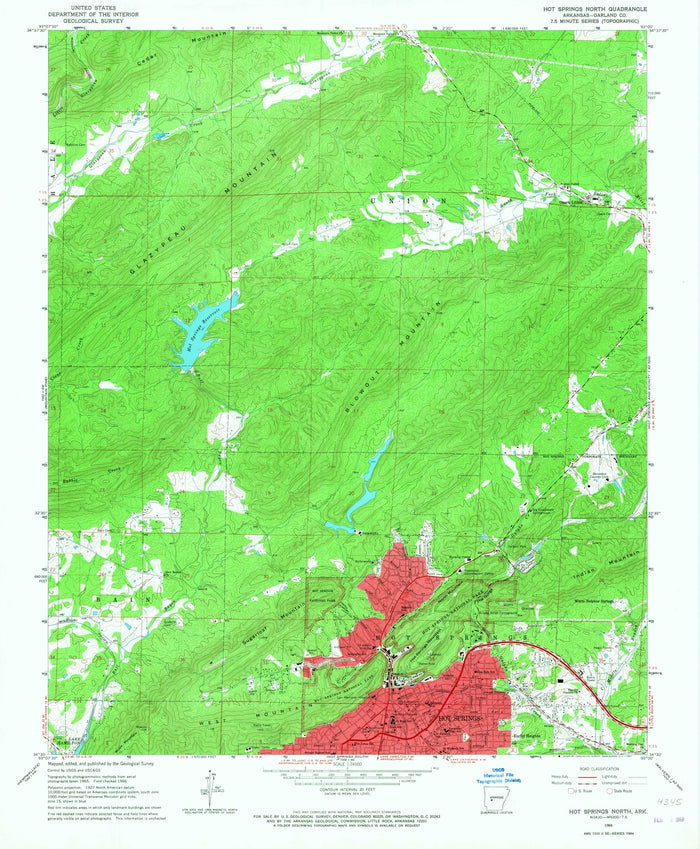 Old Map of Hot Springs, Arkansas by USGS, 1966 – Lake Hamilton, Lake Catherine & Ouachita Mountains