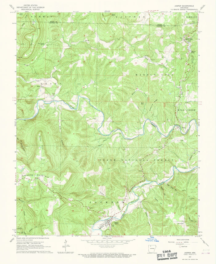 Old Map of Jasper, Arkansas, 1967 by USGS – Buffalo River & Ozark National Forest