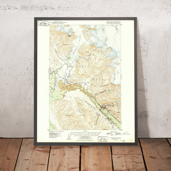 Old Map of Juneau, Alaska by USGS, 1949 – Mendenhall Glacier, Douglas Island & Tongass National Forest