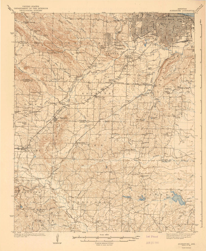 Old Map of Little Rock, Arkansas by USGS, 1941 – North Little Rock, Arkansas River & Saline River