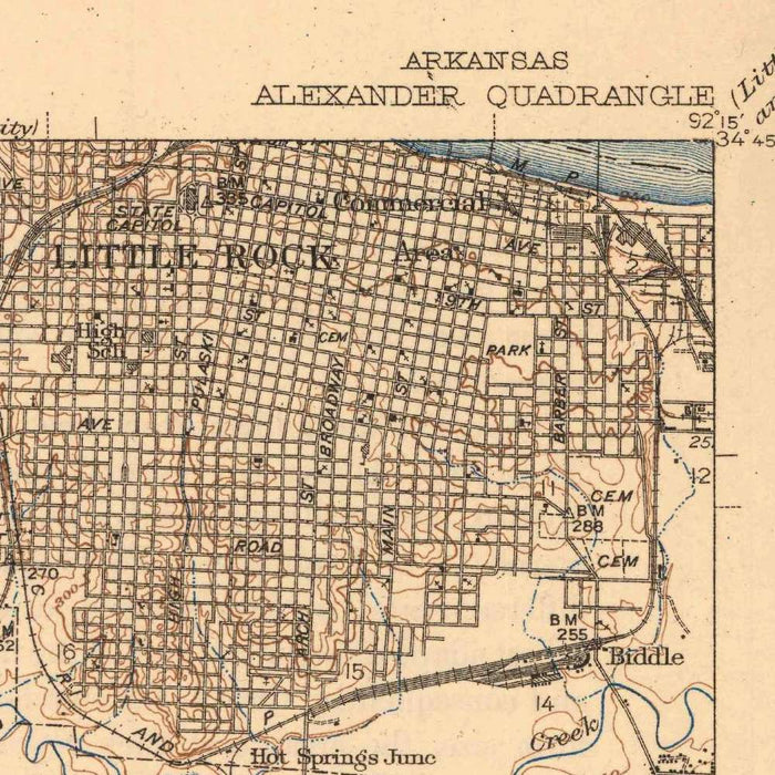 Old Map of Little Rock, Arkansas by USGS, 1941 – North Little Rock, Arkansas River & Saline River
