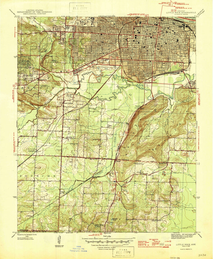 Old Map of Little Rock, Arkansas by USGS, 1944 – North Little Rock & Arkansas River