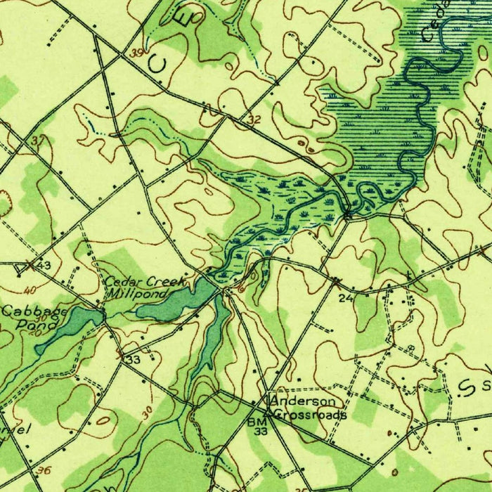 Old Map of Milton, Delaware by USGS, 1918 – Cedar Creek, Delaware Bay & Primehook Neck