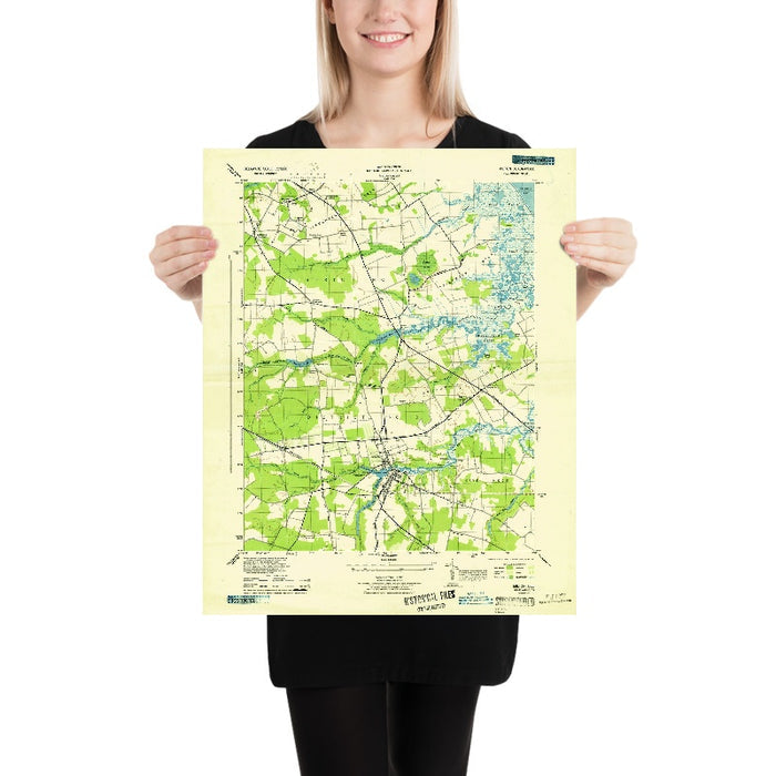 Old Map of Milton, Delaware by USGS, 1944 – Slaughter Beach, Broadkill River & Cave Neck
