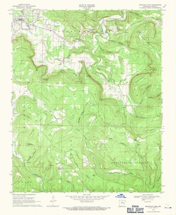 Old Map of Mountain View, Arkansas by USGS, 1969 – Ozark National Forest, White River & Blanchard Springs
