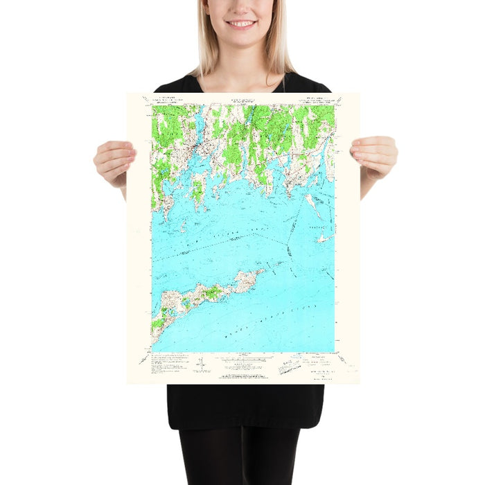 Old Map of Mystic, Connecticut by USGS, 1958 – Stonington, Mystic Seaport & Long Island Sound