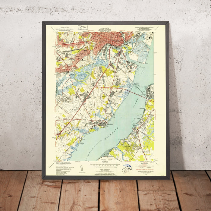 Old Map of New Castle, Delaware by USGS, 1948 – Wilmington, Delaware River & Christiana River