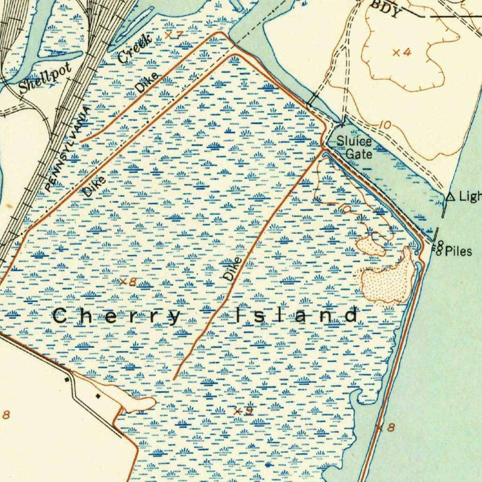 Old Map of New Castle, Delaware by USGS, 1948 – Wilmington, Delaware River & Christiana River
