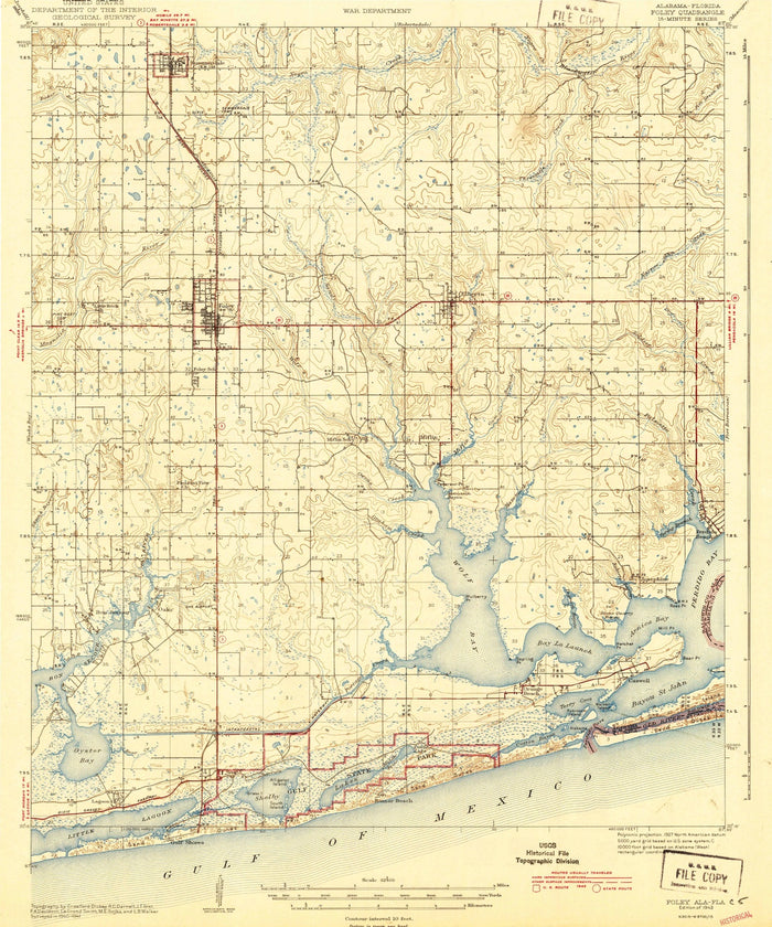 Old Map of Orange Beach, Alabama by USGS, 1943 – Gulf of Mexico & Perdido Bay