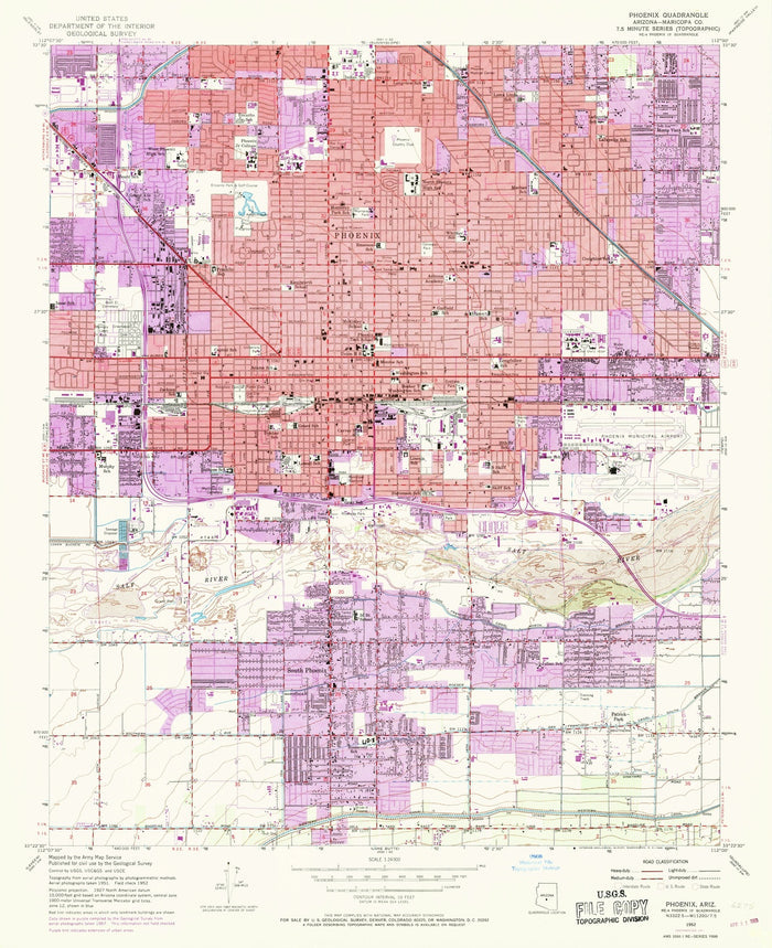 Old Map of Phoenix, Arizona by USGS, 1952 – Mesa, Tempe & Sky Harbor Airport