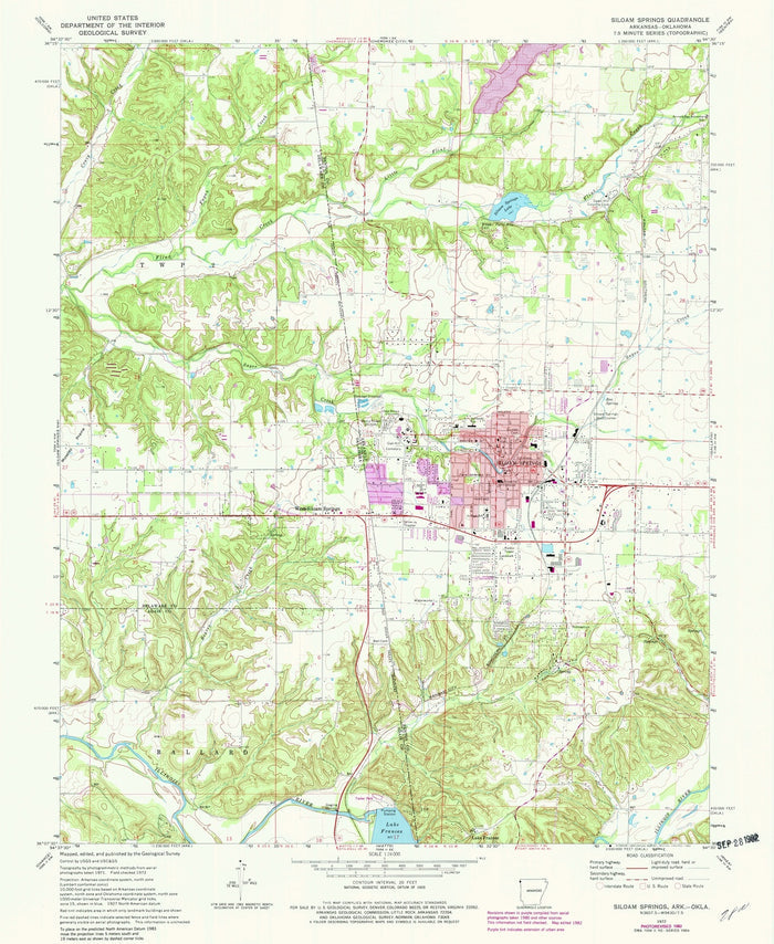 Old Map of Siloam Springs, Arkansas by USGS, 1972 – Sager Creek & Illinois River