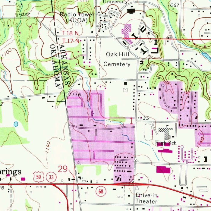 Old Map of Siloam Springs, Arkansas by USGS, 1972 – Sager Creek & Illinois River