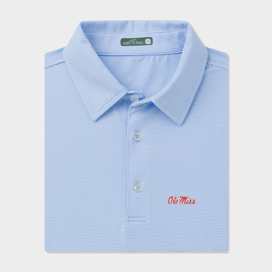 Ole Miss Pinstripe Polo - Heritage Blue