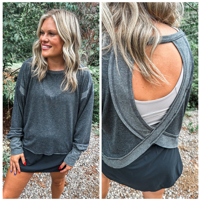 OPEN BACK Active Pullover in Gray // ships in about a week