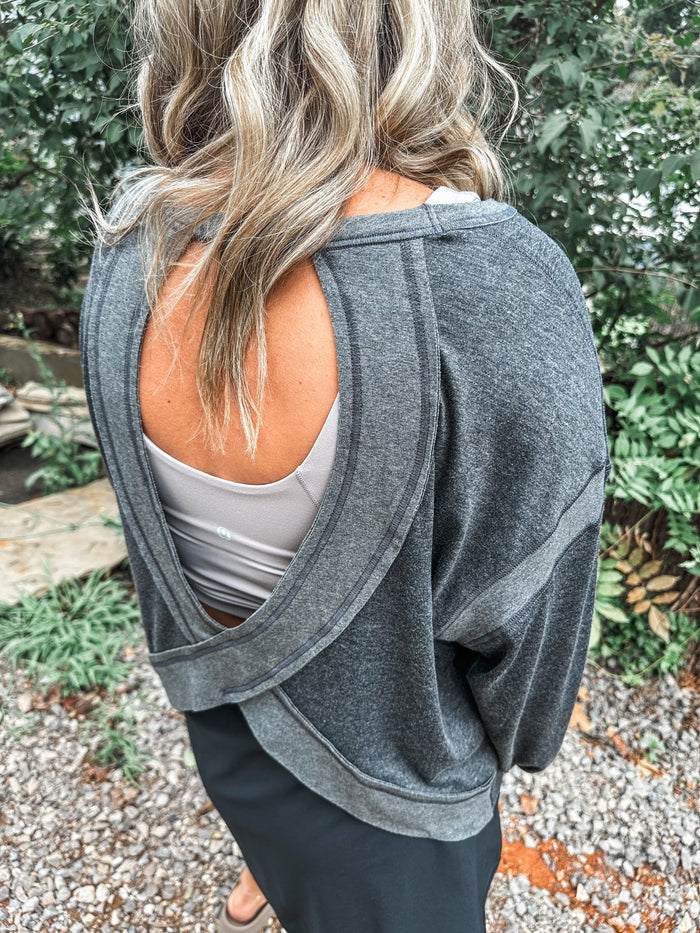 OPEN BACK Active Pullover in Gray // ships in about a week