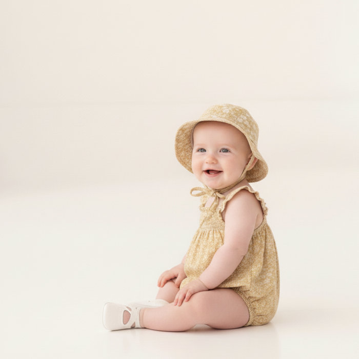 Organic Bucket Sun Hat - Yellow Blossom
