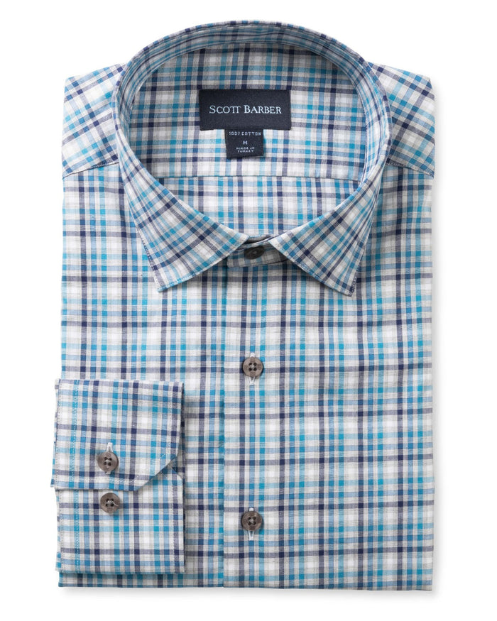Organic Cotton Tattersal - Teal