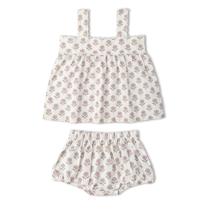 Organic Scalloped Top & Bloomers Set - Lavender