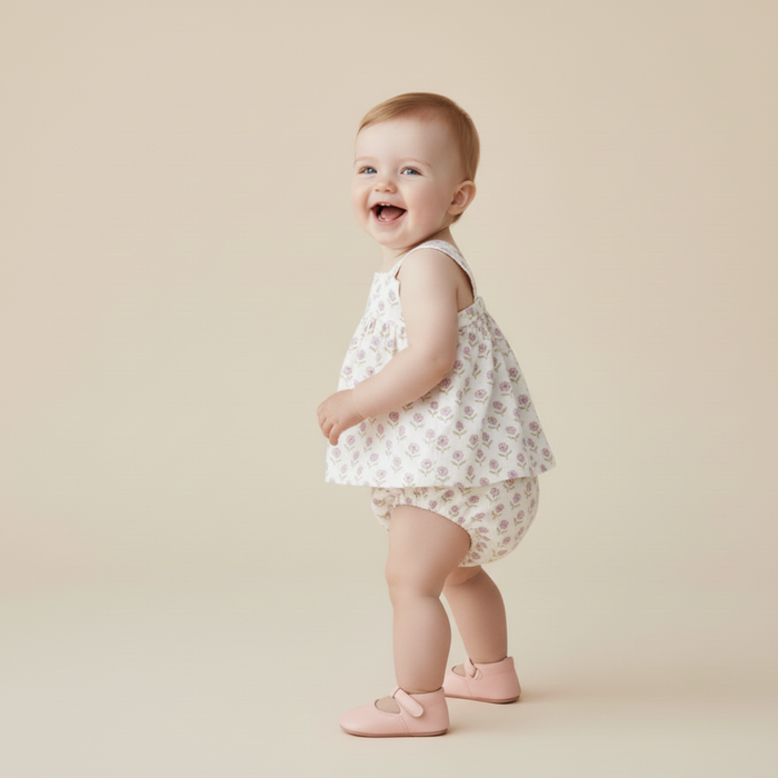 Organic Scalloped Top & Bloomers Set - Lavender