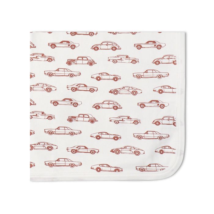 Organic Swaddle Blanket & Hat Set - Cars
