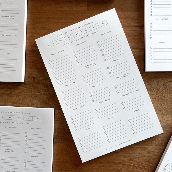 Organize My Grocery List Notepad: Cardboard Backing