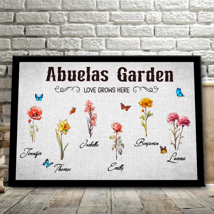 Our Love Grows Here - Family Personalized Custom Framed Canvas Wall Art
