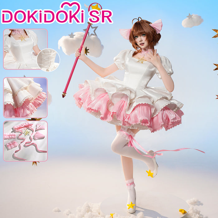 【Partially Ready For Ship】【2.0 Upgrade Ver】DokiDoki-SR Anime Card Captor Sakura Cosplay Kinomoto Sakura Costume Pink White Dress Cardcaptor Sakura